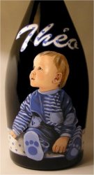 Bouteille peinte - Portrait de Theo